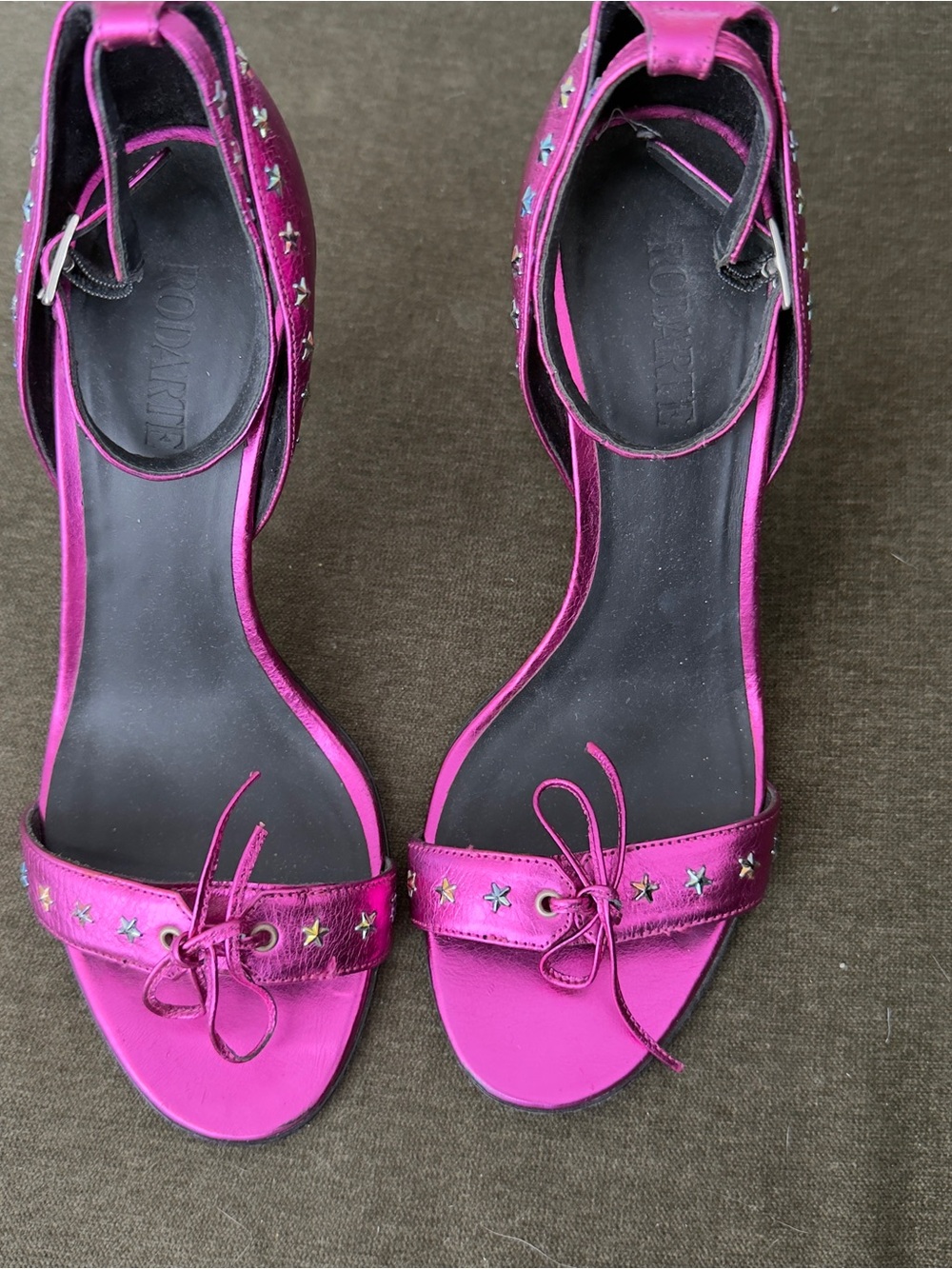 Rodarte Metallic Pink Star Stud Sandals